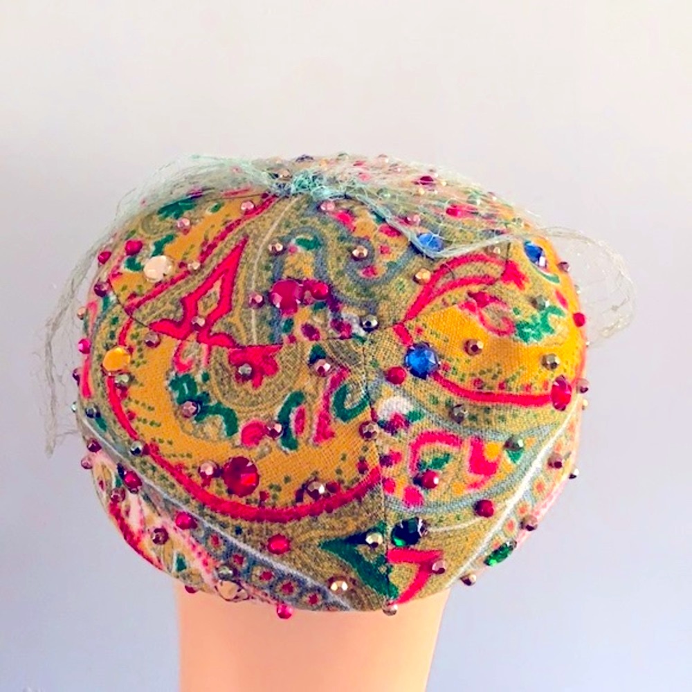 True Vintage Pillbox Wool Gemstones Hat 22 - Picture 7 of 12